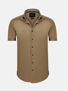 WAM Denim Owen Tailored Fit Beige Overhemd Korte Mouw-