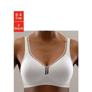Petite fleur T-shirt-bh zonder beugels van katoen, basic dessous (Set van 2)
