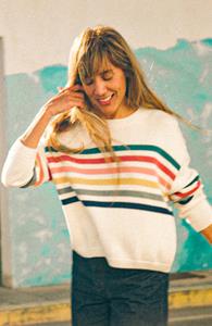 TWOTHIRDS Damen vegan Pullover Padda Regenbogen Streifen
