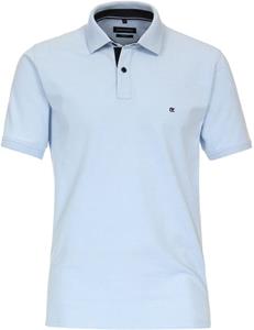 Katoenen Casa Moda polo stretch effen lichtblauw wijde fit
