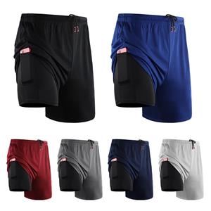 TOMTOP JMS Heren 2 in 1 Training Shorts Sneldrogende Zakken Basketbal Hardloop Shorts Gym Fitness Broek X-Large zwart