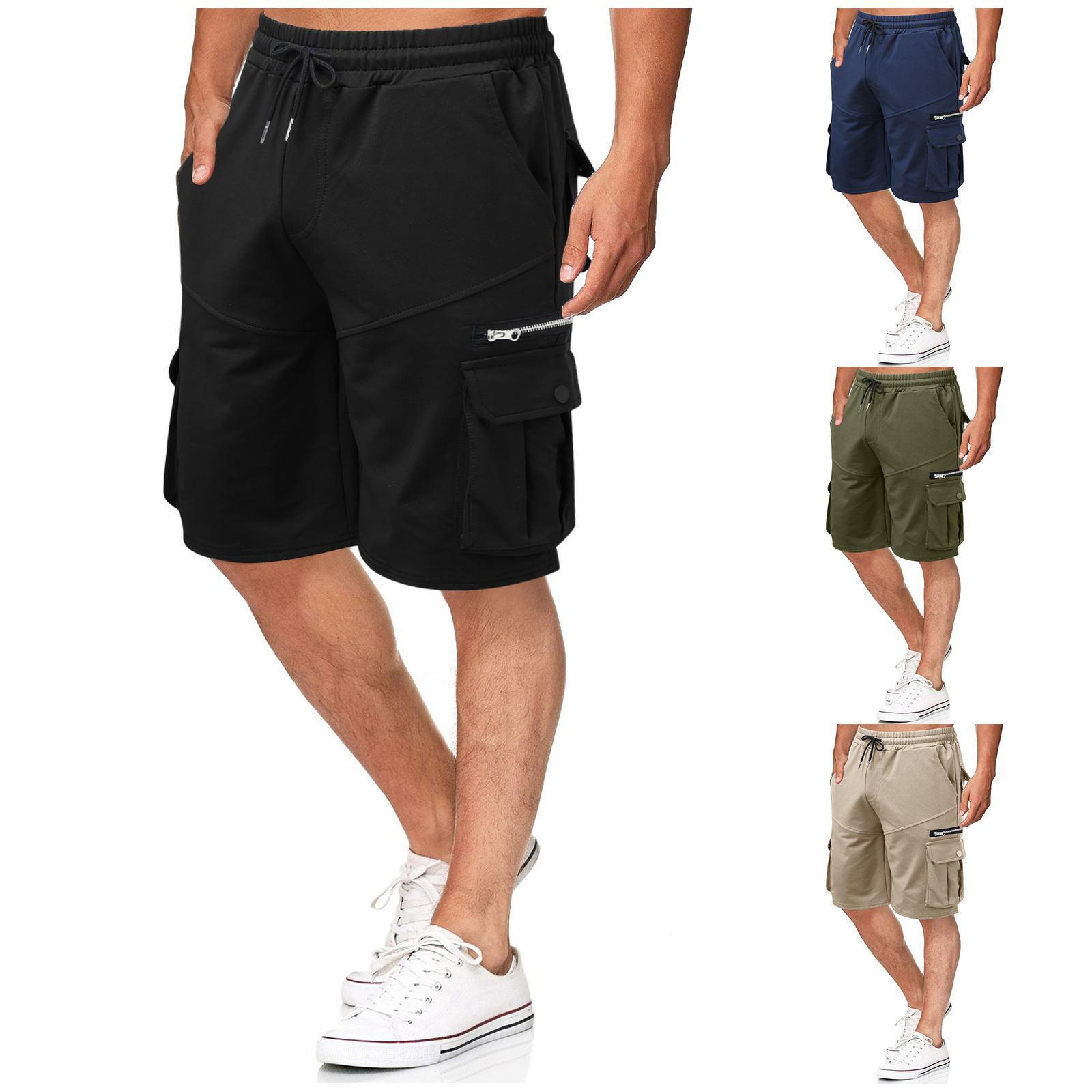 Newstar Werkkledingshorts voor heren, middentaille, multi-pocket, nauwsluitende vijfdelige shortbroek