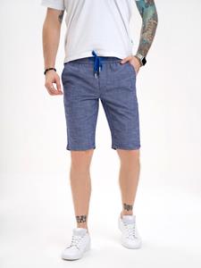 Blauwe getextureerde katoenen short ISSA Plus 38 blauw