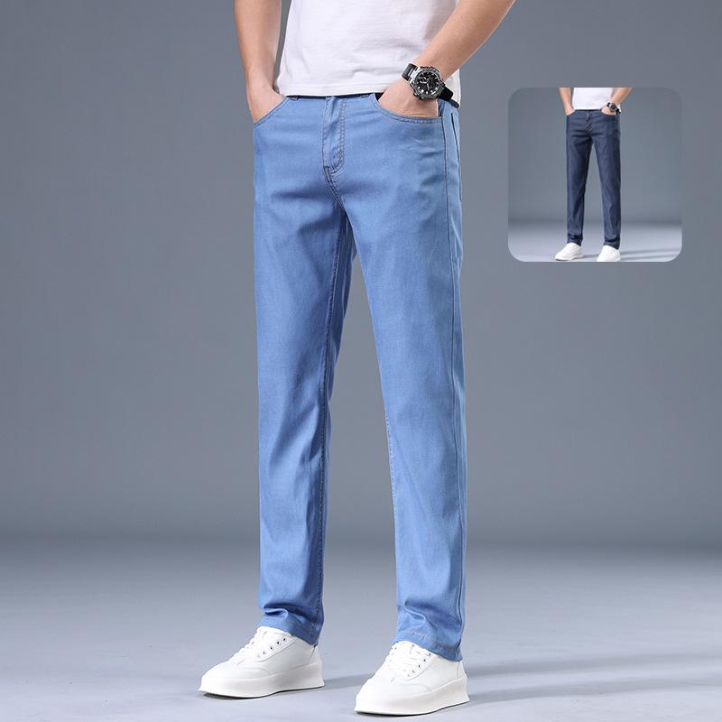 Cream of the crop Ultra-thin jeans men loose straight casual denim trousers summer skin-friendly breathable youth men's trousers