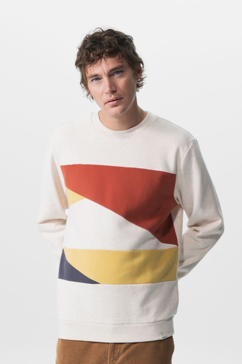 Sissy-Boy Beige Katoenen Colourblock Sweater