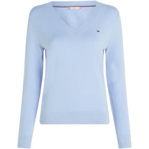 Tommy Hilfiger V-Ausschnitt-Pullover, mit V-Ausschnitt, gestickter Tommy Hilfger Logo-Flag