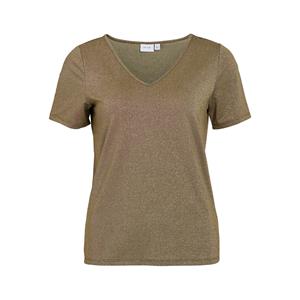 Vila T-shirt met glanzend effect, V-hals