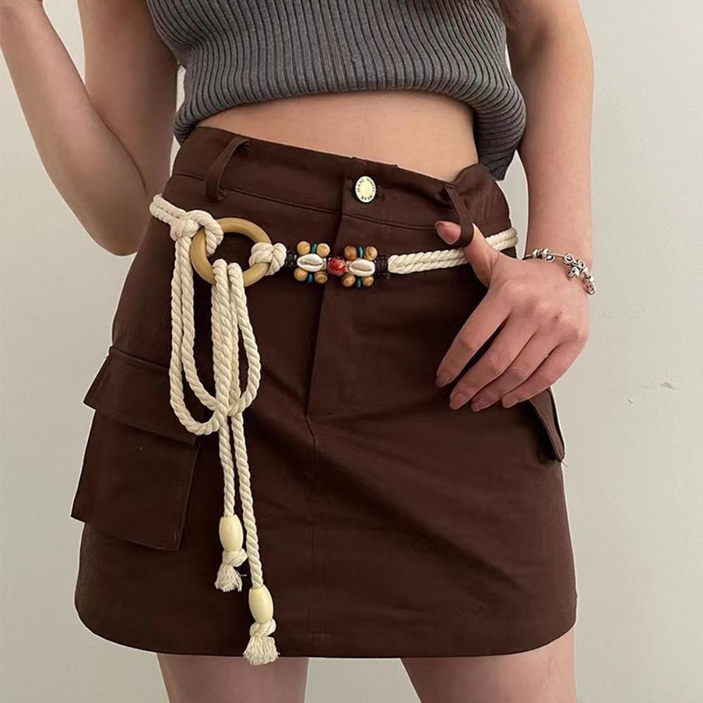 JTRbmfawey Cotton Linen Rope Dress Decorative Belt Bohemia Waist Chain Fashion Woven Belt