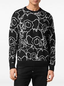philippplein Philipp Plein Trui met doodskopprint - Zwart