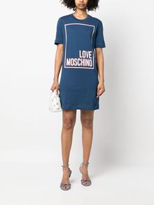 lovemoschino Love Moschino T-shirtjurk met logoprint - Blauw