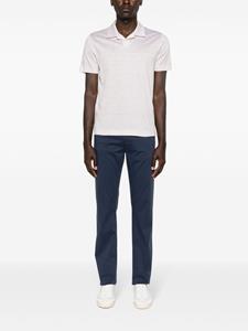 Canali Gestreept poloshirt van linnenblend - Wit