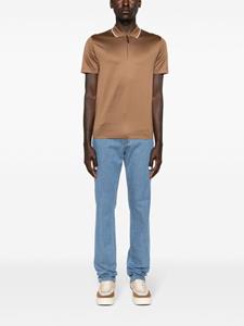 Canali Jersey poloshirt met halve rits - Bruin