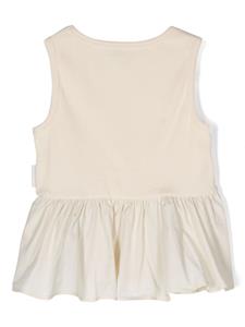 monclerenfant Moncler Enfant Peplum top met geborduurd logo - Beige