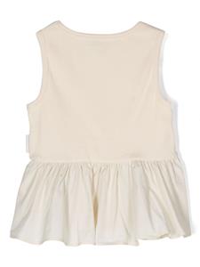 Moncler Enfant Peplum top met geborduurd logo - Beige