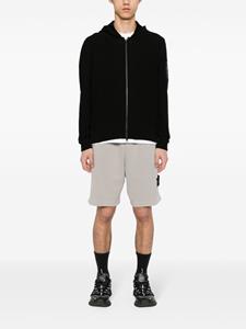 Stone Island Compass-embroidered hooded cardigan - Zwart