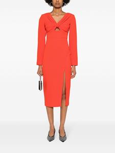 Self-Portrait twist-detail crepe midi dress - Oranje