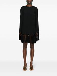 tallermarmo Taller Marmo Mini-jurk met franje - Zwart