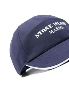 Stone Island logo-print cotton hat - Blauw
