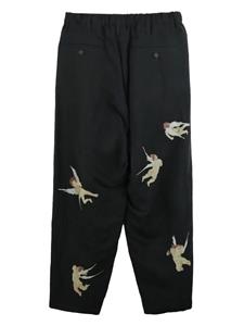 yohjiyamamoto Yohji Yamamoto Broek met engelprint - Zwart
