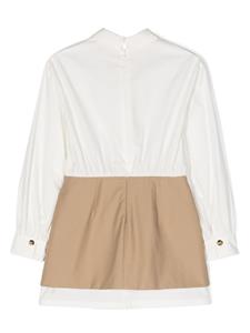 Elisabetta Franchi La Mia Bambina Gelaagde blousejurk met klassieke kraag - Wit