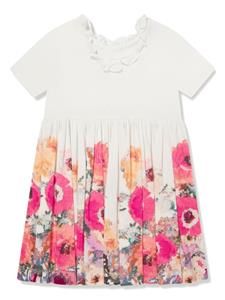 MARCHESA KIDS COUTURE Jurk met geborduurd logo en bloemenprint - Wit