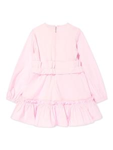 MSGM Kids logo-embroidered ruffled dress - Groen