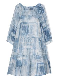 Ermanno Scervino Junior floral-print cotton-blend dress - Blauw