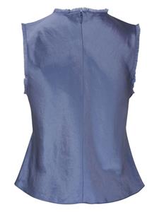Vince Zijden blouse met franje - Blauw