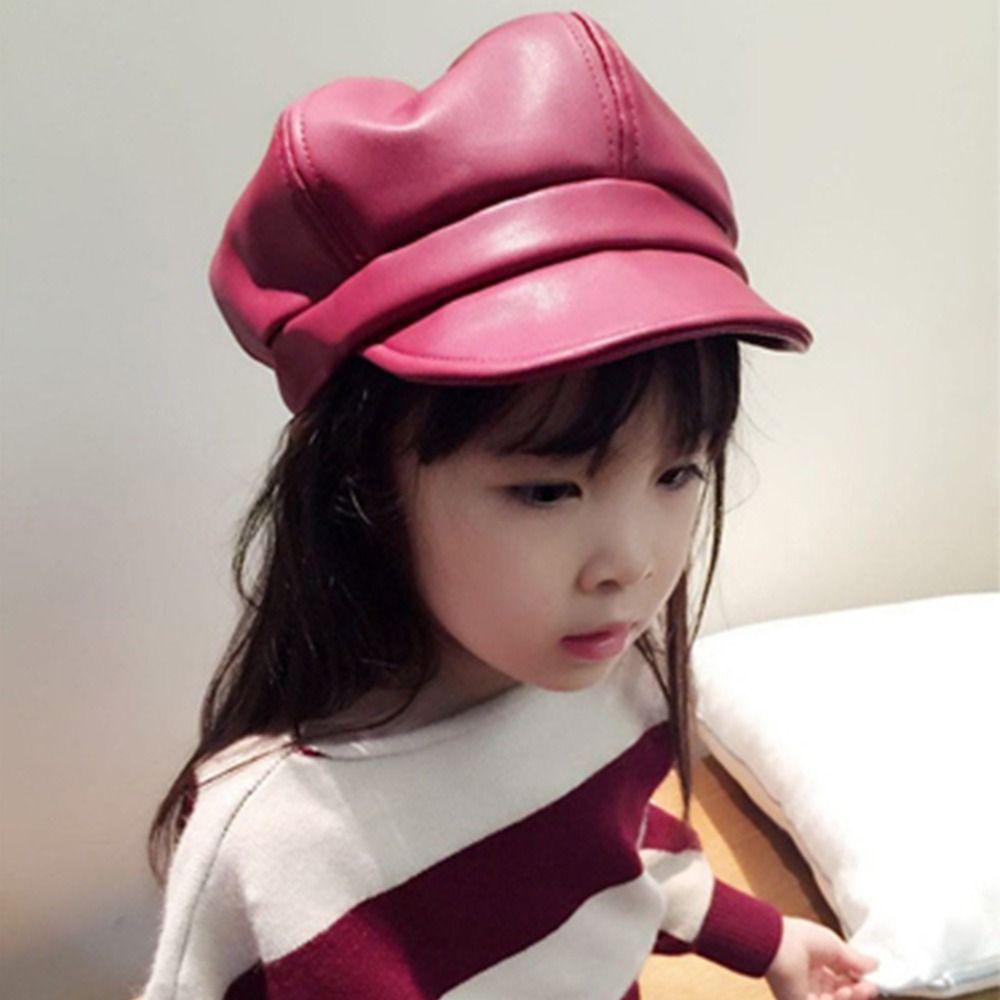 Weixincater Baret elastische band kinderen PU lederen kledingaccessoires Koreaanse stijl pet kinderen baret schilderhoed