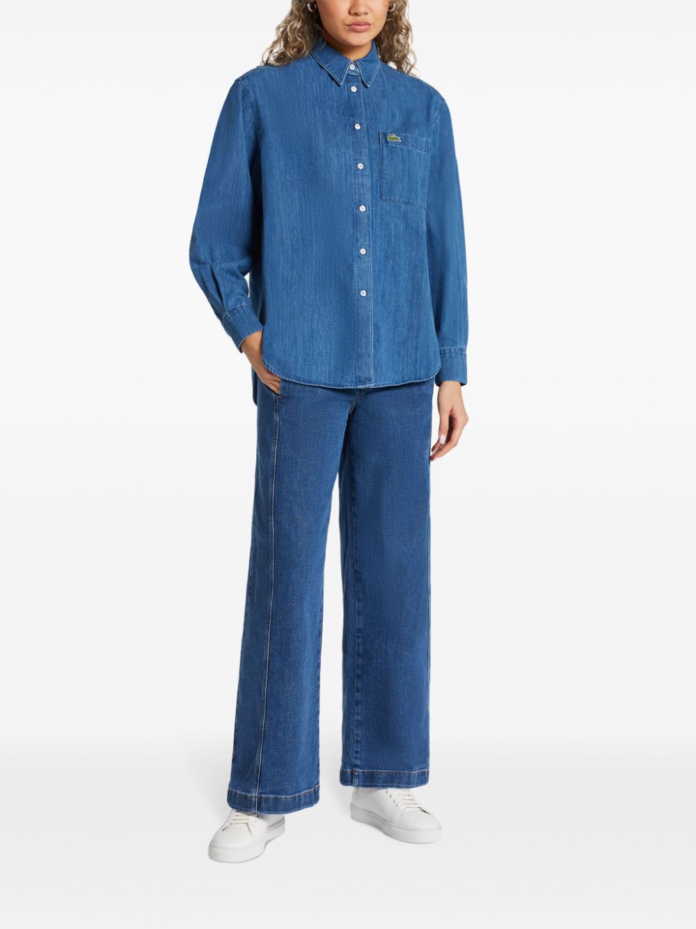 Lacoste High waist straight jeans - Blauw