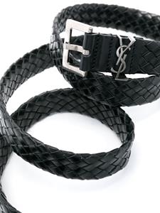 saintlaurent Saint Laurent Cassandre geweven leren riem - Zwart