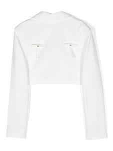 Elisabetta Franchi La Mia Bambina Cropped blazer met strik - Wit