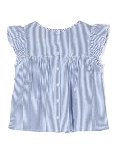 Ralph Lauren Kids Katoenen gestreept shirt met ruches - Blauw