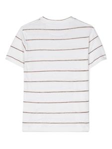 Brunello Cucinelli Kids linen cotton striped T-shirt - Wit