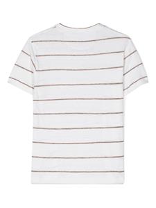 brunellocucinellikids Brunello Cucinelli Kids Linnen gestreept T-shirt - Wit