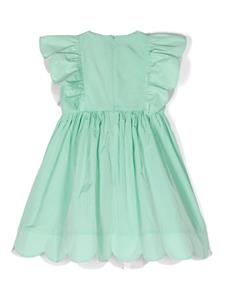 Stella McCartney Kids Katoenen jurk met ruches - Groen