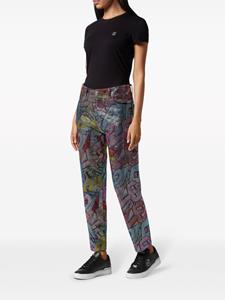 philippplein Philipp Plein Brooches high waist jeans met toelopende pijpen - Blauw