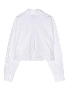 ermannoscervinojunior Ermanno Scervino Junior Broderie anglaise katoenen shirt - Wit