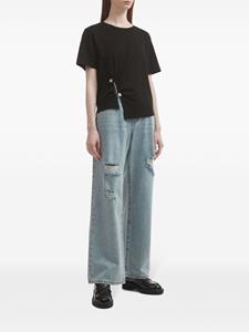 b+ab Mid waist jeans met gerafeld effect - Blauw