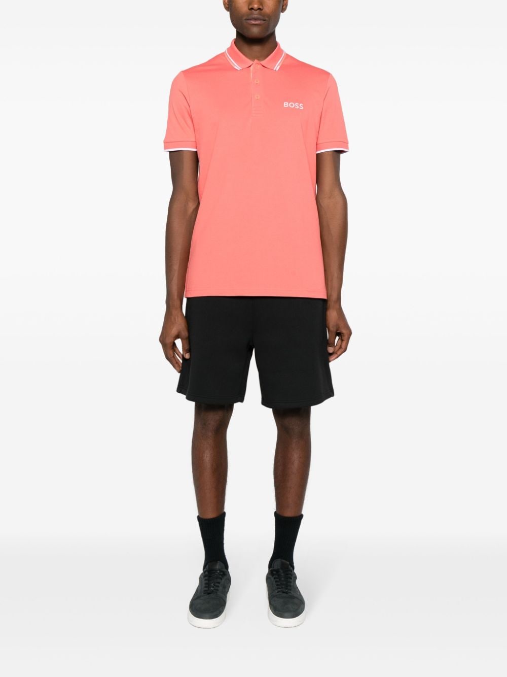 BOSS Poloshirt met geborduurd logo - Roze