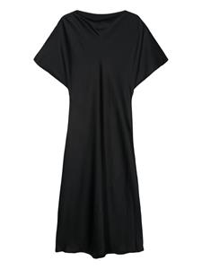 Róhe Midi-jurk met boothals - Zwart