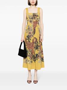 Alberta Ferretti Midi-jurk met bloemenprint - Geel