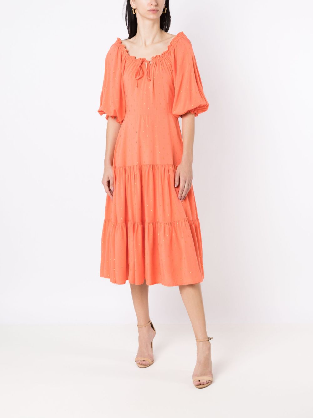 Amapô Midi-jurk met lurex-detail - Oranje