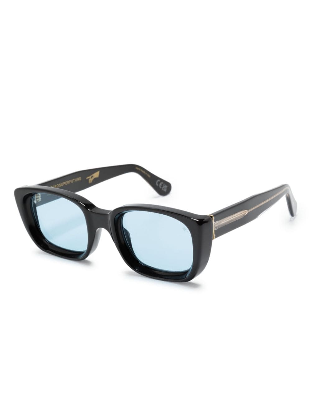 Retrosuperfuture Lira zonnebril met rechthoekig montuur - Zwart