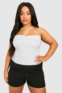 Boohoo Plus Bengaline Bandeau Top, Ice Grey