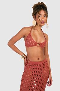 Boohoo Gehaakte Bralette Met O-Ring, Clay