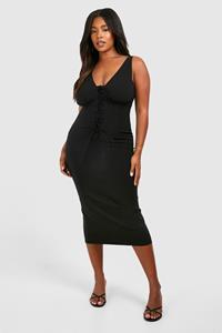 Boohoo Mini Jurk Met Strik En Taille Detail, Black