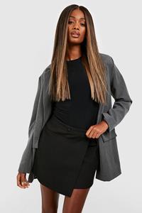 Boohoo Getailleerd Wikkel Mini Rokje, Black