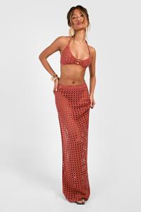 Boohoo Gehaakte Maxi Rok Met O-Ring, Clay