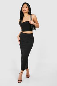 Boohoo Petite Woven Stretch Midaxi Skirt, Black